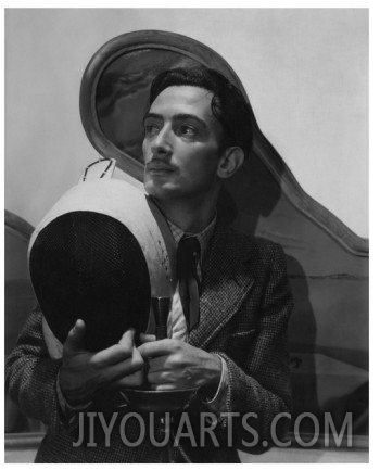 Vogue   November 1936   Salvador Dali with Fencing Helmet.