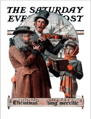 "Christmas Trio" or "Sing Merrille" Saturday Evening Post Cover, December 8,1923
