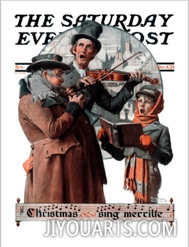 "Christmas Trio" or "Sing Merrille" Saturday Evening Post Cover, December 8,1923