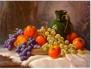 Apfel und Weintrauben