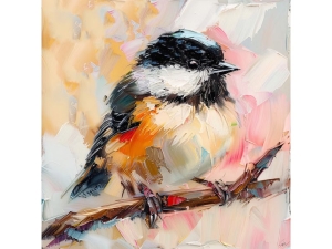 Chickadee Oil Painting Birds Original Art Animal Artwork Spring Wall Decor Rustic Wall Art Personalized Gifts for Mother