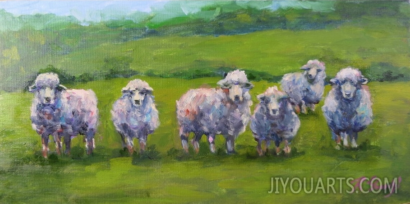 Sheep Painting Animal Original Art In Oil  Painting Irish Landscape Artwork Pastoral Wall Art