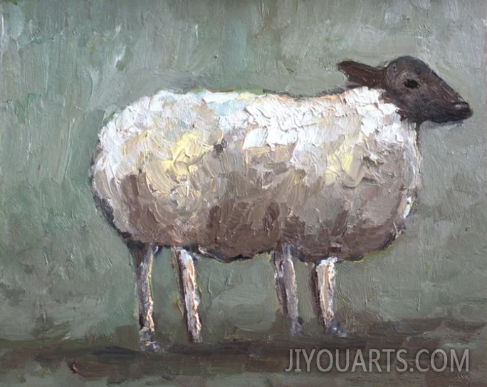 Sheep Painting Print Original Oil Painting Sheep Wall Art Farm Animal Artwork Pasotral Lamb Painting Blackface Sheep Art Poster