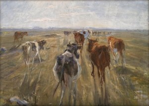 Vintage Cattle Oil Painting, Farm Animals Cow Art Print, Farmhouse Printable Wall Decor