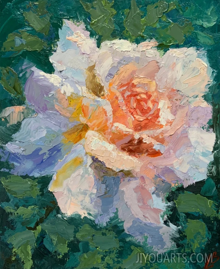 Flower oil painting Colorful beautiful rose Impressionism Decorative panels Original Art Gift