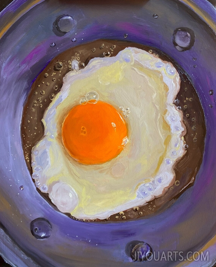 Fried egg original oil painting