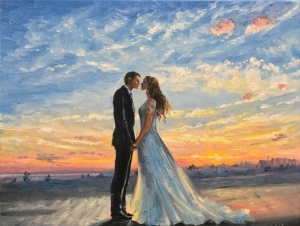 Commission painting Wedding portrait from photo to oil painting