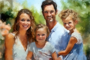 Custom Family Photo to Painting, Digital Painting on Canvas, Personalized Gift for Family