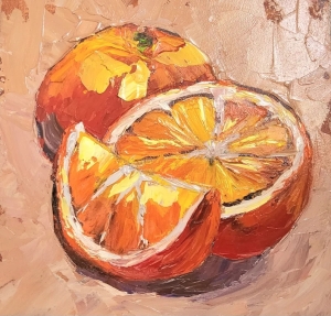 Original Art Oil still life Painting Citrus Fruit artwork， Oil Painting kitchen Wall Decor orange slice
