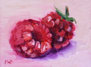 Raspberry Oil Painting Small Fruit Original Art Kitchen Impasto Artwork