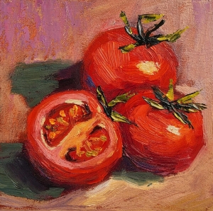 Tomato red Painting Vegetable oil art Kitchen Original Art Still Life Oil Painting Impasto Food Small Wall Art Artwork