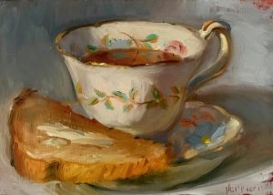 Tea & Toast  Original still life oil painting
