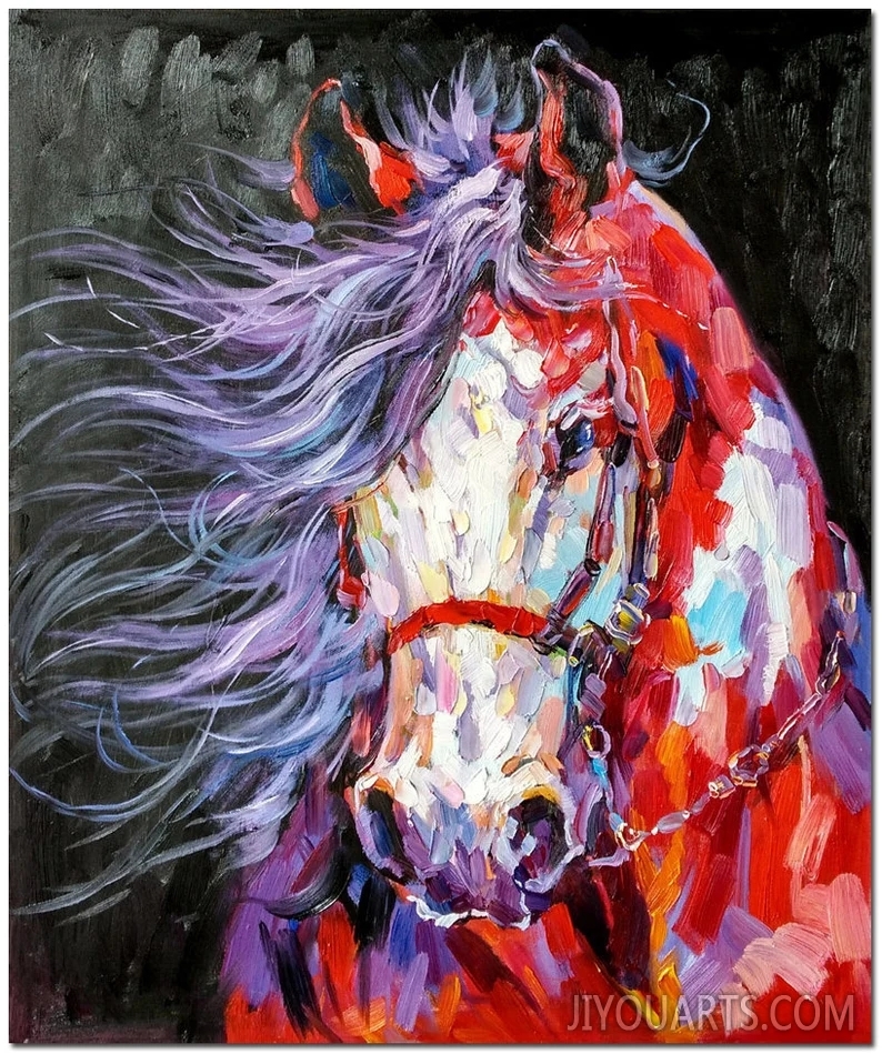 Original Hand Painted Horse Oil Painting On Canvas   Modern Impressionist Colorful Wall Fine Art WHAT BRILLIANT COLORS
