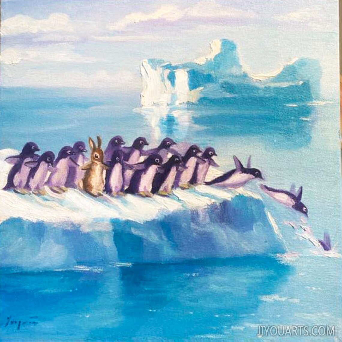 Original Isabella and Antarctica Oil PAINTING on canvas