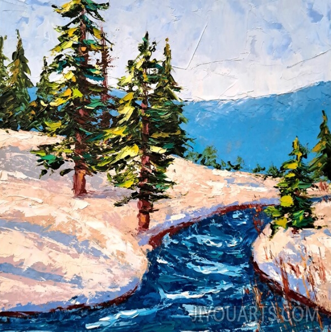 Banff National Park Oil Painting Canada Original Art Mountains Landscape Impasto Artwork