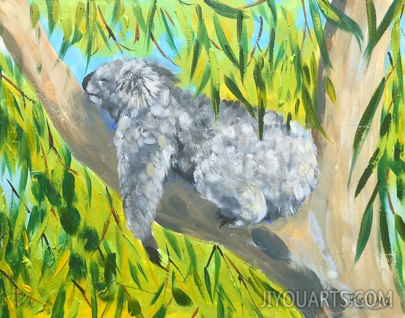 Sleeping koala small original one of a kind painting