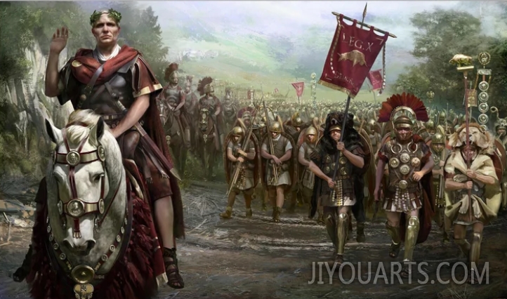 Caesar and His Legions Wall Art, Epic Art Print Depicting the Power of Ancient Rome