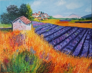 Lavender Field Oil Painting