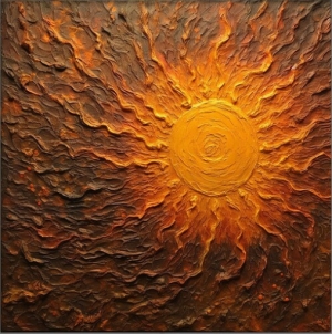 Sun Rays, Sun 100% Handmade, Textured Painting, Abstract Oil Painting