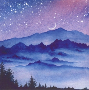 Great Smoky Mountains Painting Night Sky Original Art