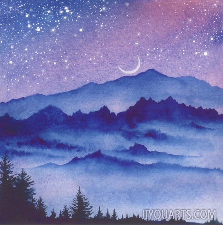 Great Smoky Mountains Painting Night Sky Original Art