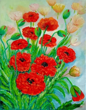 Oil painting Decorative poppies