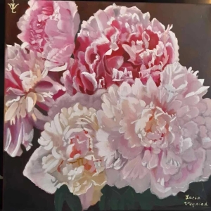 Peonies Original oil painting on canvas Blooming flowers art Blossom peony wall decor handmade Gift for woman Realistic