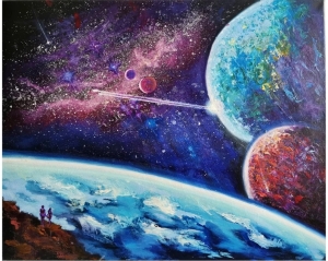 Galaxy Space painting Original Art Milky Way canvas Art Star Nebula oil painting Night Sky Wall art