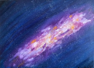 Original oil painting of space, stars and galaxy in night sky