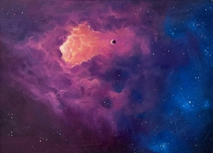 Space Art, Galaxy, Nebula, Stars, Framed original Oil Painting