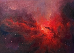 TRANSITS  Space Art, Galaxy, Nebula, Stars, Framed original Oil Painting