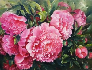 Pink peony painting large, Peonies oil painting on canvas, Peony flowers oil painting original, Large floral painting textuted