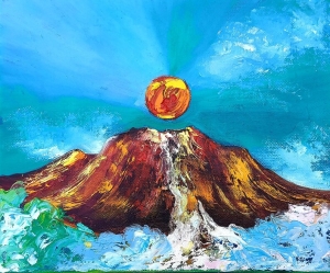 Mountain Landscape Artwork，Original，Oil Painting，Sun Painting