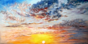 Summer Sun Sky Original Painting On Canvas