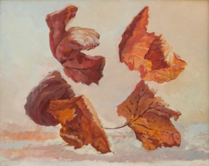 Autumn leaves Oil Painting on Canvas,Original Painting, Modern Art, Living room Wall Art, Office Interior