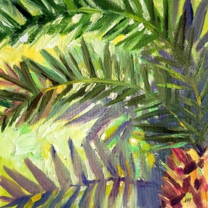 Original oil painting palm tree landscape,Summer landscape tropic oil painting