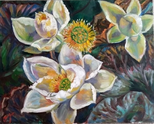 Original Oil Painting, Lotus flowers
