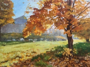 The Golden Light, Golden Leaves Oil painting, Autum Landscape, Ready to Hang, One of a Kind