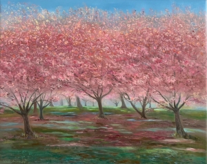 Sweet Cherry Blossoms, original oil painting