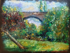 The Railway Bridge   Original oil painting
