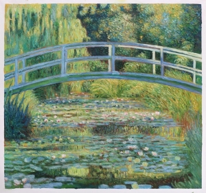 The Waterlily Pond with the Japanese Bridge   Claude Monet hand painted oil painting reproduction,flower garden landscape,wooden bridge art