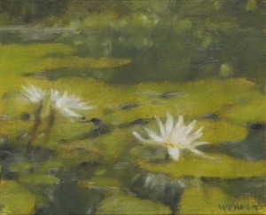 Oil painting of water lilies