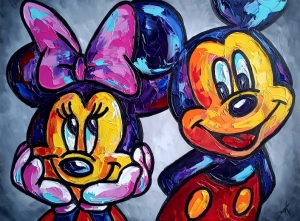 Mickey Mouse in love, oil painting, for children, gift for child, cartoon, cartoon character, for children