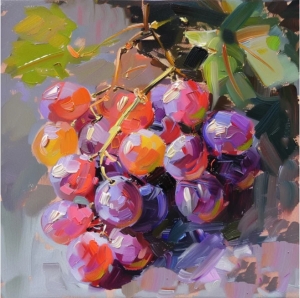 Grapes Oil Painting Fruit Original Art Food Impasto Painting Kitchen Wall Art Decor Gifts for Her