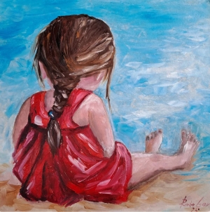 Beach Child Painting Original Art Baby Artwork Girl Painting Original