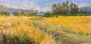 Meadow in Summer Afternoon，Original Impressionist Landscape Oil Painting