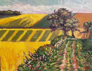 Original Oil Painting, Farm Land