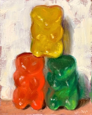 Three Gummy Bears   NOAH VERRIER Original still life oil painting, Signed fine art print